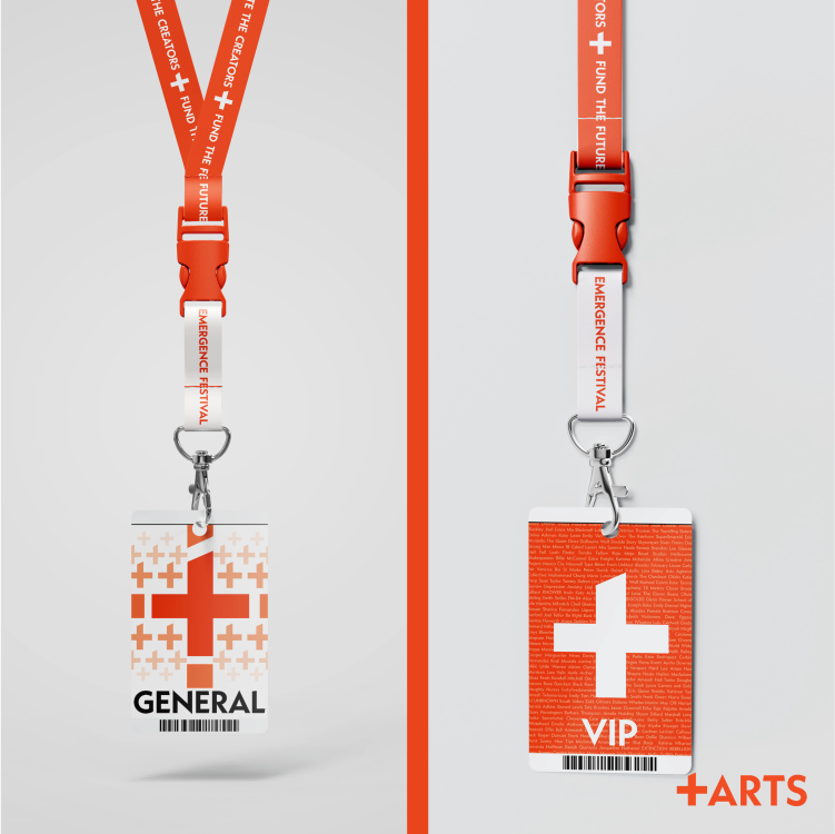 An image of two orange lanyards with two cards attached to the bottom of the string.